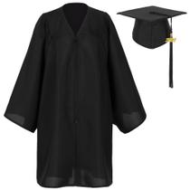 Conjunto de boné e vestido de formatura Gradwow Matte Infantil preto