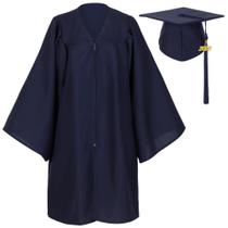 Conjunto de boné e vestido de formatura Gradwow Matte para crianças azul marinho