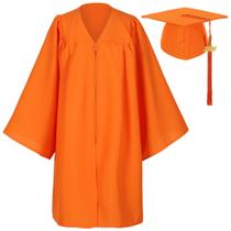 Conjunto de boné e vestido de formatura Gradwow Matte para crianças, laranja