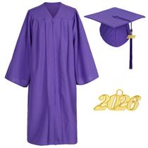 Conjunto de boné, vestido e borla de formatura Gradwow Matte Purple Conjunto de boné, vestido e borla de formatura Gradwow Matte Purple