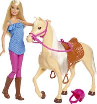 Conjunto de bonecas Barbie Blonde Fashion com roupa de equitação com cavalo