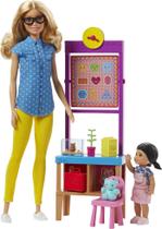 Conjunto de bonecas Barbie Teacher com boneca moderna, boneca pequena e acessórios