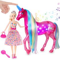 Conjunto de bonecas BETTINA Unicorn & Princess com luzes e sons de 29 cm Conjunto de bonecas BETTINA Unicorn & Princess com luzes e sons de 29 cm