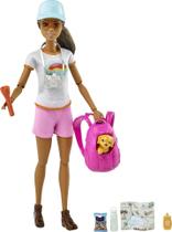 Conjunto de bonecas de caminhada Barbie Brunette com cachorrinho e 9 acessórios Conjunto de bonecas de caminhada Barbie Brunette com cachorrinho e 9 acessórios