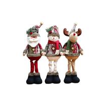 Conjunto de bonecas de pelúcia de Natal, 3 peças de rena, Papai Noel, boneco de neve