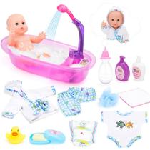 Conjunto de bonecas DeAo Bath Time 33 cm com spray de banho e acessórios