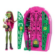 Conjunto de bonecas e acessórios Monster High Skulltimate Secrets, Garden Mysteries Venus McFlytrap com armário Reveal e mais de 19 surpresas para festas de chá, como roupas