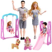 Conjunto de Bonecas Família Dollcube com Mãe Grávida, Pai, 3 Crianças e Cachorro Conjunto de Bonecas Família Dollcube com Mãe Grávida, Pai, 3 Crianças e Cachorro