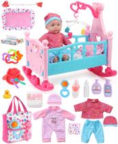 Conjunto de bonecas GAGAKU, brinquedo de 12 polegadas com berço e 22 peças de acessórios Conjunto de bonecas GAGAKU, brinquedo de 12 polegadas com berço e 22 peças de acessórios