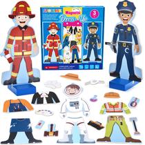 Conjunto de bonecas magnéticas Atoylink Wooden, mais de 40 peças para meninos