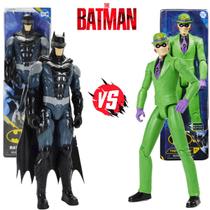 Conjunto de Bonecos Batman com Traje Cinza e Charada 30cm