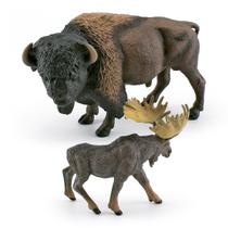 Conjunto de bonecos Bison and Moose, 2 peças - PVC realista