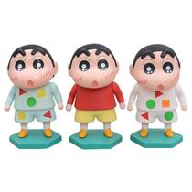 Conjunto de bonecos de ação Crayon Shin-chan, 3 peças de PVC colecionáveis Conjunto de bonecos de ação Crayon Shin-chan, 3 peças de PVC colecionáveis
