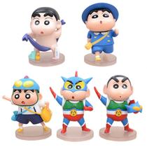 Conjunto de bonecos de ação Crayon Shin-chan, 5 peças de PVC colecionáveis Conjunto de bonecos de ação Crayon Shin-chan, 5 peças de PVC colecionáveis