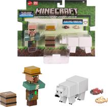 Conjunto de bonecos de ação Mattel Minecraft, 2 pacotes de 8 cm com acessório