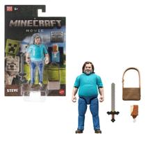 Conjunto de bonecos de ação Mattel Minecraft Steve de 10 cm com acesso.