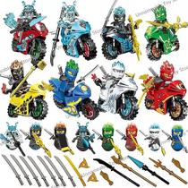 Conjunto de bonecos de ação Sajy New Ninja Mini com caça de motocicleta