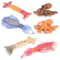 Conjunto de bonecos de animais marinhos, 6 unidades polvo, lula e lula vampira Conjunto de bonecos de animais marinhos, 6 unidades polvo, lula e lula vampira