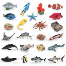 Conjunto de bonecos de animais oceânicos, 23 peças, modelos de vida marinha em PVC