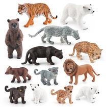 Conjunto de bonecos de animais selvagens, 13 peças de PVC Safari Animal Models Kids
