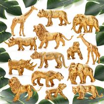Conjunto de bonecos de animais ZENFUN Gold Safari, 14 peças, selva com folhas