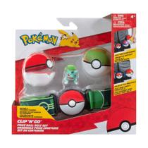 Conjunto de bonecos de batalha Toy Pokémon Bulbasaur com cinto Clip 'N' Go