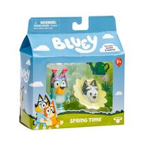 Conjunto de bonecos de brinquedo Bluey and Muffin Spring Time, pacote com 2 Conjunto de bonecos de brinquedo Bluey and Muffin Spring Time, pacote com 2