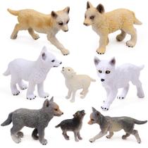 Conjunto de bonecos de brinquedo RESTCLOUD Wolf Cub Baby Wolves Animals x8
