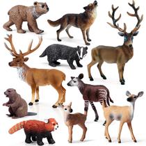 Conjunto de bonecos de brinquedo SCAHOW Forest Animal, 10 unidades para cobertura de bolo Conjunto de bonecos de brinquedo SCAHOW Forest Animal, 10 unidades para cobertura de bolo