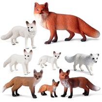 Conjunto de bonecos de brinquedo SIENON Fox Arctic e Red Foxes, 8 unidades