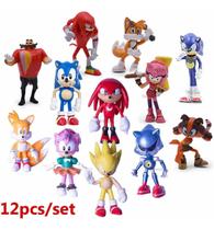 Conjunto de bonecos de brinquedo Sonic Tails Knuckles Eggman Amy Rose x12