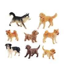 Conjunto de bonecos de cães em miniatura, 8 peças de brinquedo de PVC realista para animais e crianças