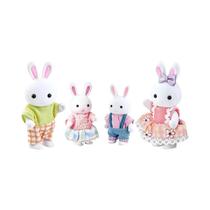 Conjunto De Bonecos De Coelhos Flocados Em Miniatura, 4 Peças, Figuras De Coelhos Fofos Para Casa De Conjunto De Bonecos De Coelhos Flocados Em Miniatura, 4 Peças, Figuras De Coelhos Fofos Para Casa De