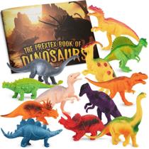 Conjunto de bonecos de dinossauro PREXTEX para crianças de 3 a 5 anos com livro (12 unidades)