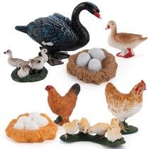 Conjunto de bonecos de pássaros de fazenda, 8 peças de PVC para frango, pato, ganso e cisne