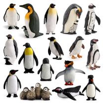 Conjunto de bonecos de pinguim genérico realista em PVC, 16 peças para crianças