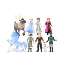 Conjunto de bonecos de PVC, brinquedos colecionáveis, 2 personagens, Frozen II