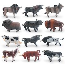 Conjunto de bonecos em miniatura de vaca selvagem e touro, 12 unidades 12 realistas