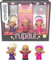 Conjunto de bonecos Fisher-Price Little People Collector RuPaul, edição especial com 3 brinquedos estilizados como o famoso artista drag