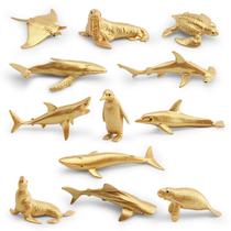 Conjunto de bonecos Golden Ocean Animal, 12 peças de PVC para crianças e educação