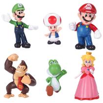 Conjunto de bonecos Isaneihas Mario & Luigi com Yoshi, 6 peças de 5 cm