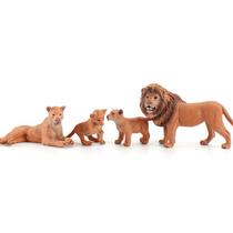 Conjunto de bonecos Lion Family de 4 peças - Animal selvagem de PVC realista
