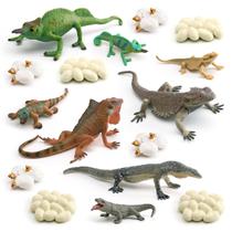 Conjunto de bonecos Lizard Life Cycle, 16 peças, PVC, modelos de animais para crianças