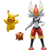 Conjunto de Bonecos Pokémon: Cinderace (11cm) e Pikachu (5cm)