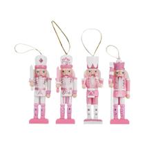 Conjunto De Bonecos Quebra-Nozes De Madeira Rosa 12CM, Pingente Para Árvore De Natal, Decoração Para Conjunto De Bonecos Quebra-Nozes De Madeira Rosa 12CM, Pingente Para Árvore De Natal, Decoração Para