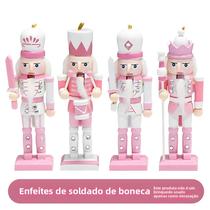 Conjunto De Bonecos Quebra-Nozes De Madeira Rosa, Pingente Para Árvore De Natal, Decoração Para Conjunto De Bonecos Quebra-Nozes De Madeira Rosa, Pingente Para Árvore De Natal, Decoração Para
