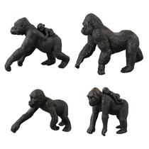 Conjunto de bonecos Realistic Gorilla PVC com bebê, 4 peças para crianças a partir de 3 anos
