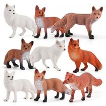 Conjunto de bonecos Wild Fox de 9 peças realistas em PVC vermelho e ártico para crianças Conjunto de bonecos Wild Fox de 9 peças realistas em PVC vermelho e ártico para crianças