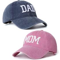 Conjunto de bonés de beisebol para mamãe e papai Aeonda, algodão lavado, 2 peças Conjunto de bonés de beisebol para mamãe e papai Aeonda, algodão lavado, 2 peças