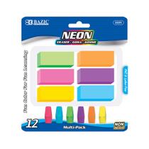 Conjunto de borrachas com tampa de lápis Erasers + BAZIC Block Bevel, pacote com 12 Conjunto de borrachas com tampa de lápis Erasers + BAZIC Block Bevel, pacote com 12
